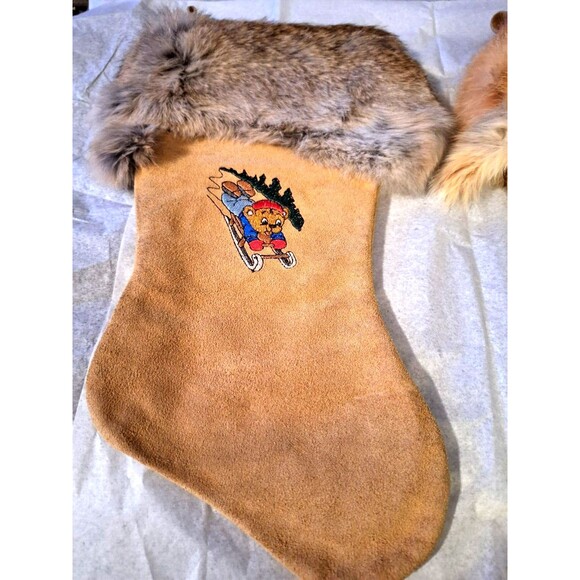 HAPPY HOLIDAYS CHRISTMAS STOCKING‎ WITH FUR LINING-14”-NEW 2 Stockings - Picture 5 of 11